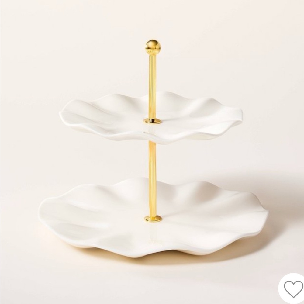 kate spade new york x Target Ruffled Ceramic Two Tier Serving Stand Cream